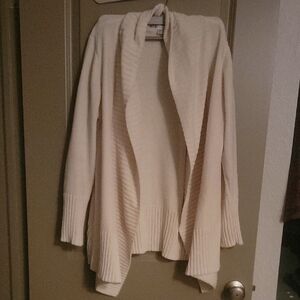 Seven7 Cream Open-Front Draped Cardigan
